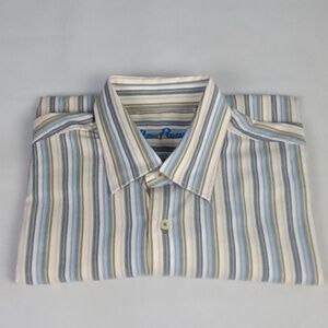 Alain flusser Men's Striped Button-Up Shirt.